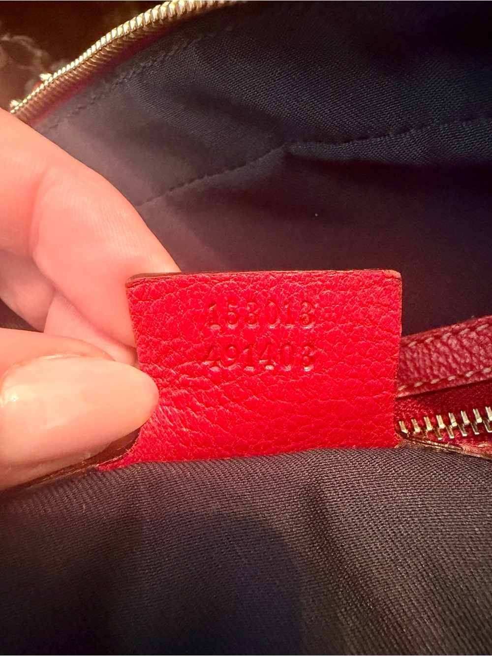 Gucci Red Leather Shoulder Bag with Gold-Tone Chain Straps - Picture 11 of 13